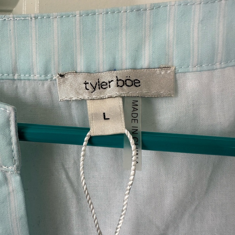 Tyler Boe Linen 100% Cotton Blue White Striped Tiered Tayna Dress Size L - Picture 3 of 6